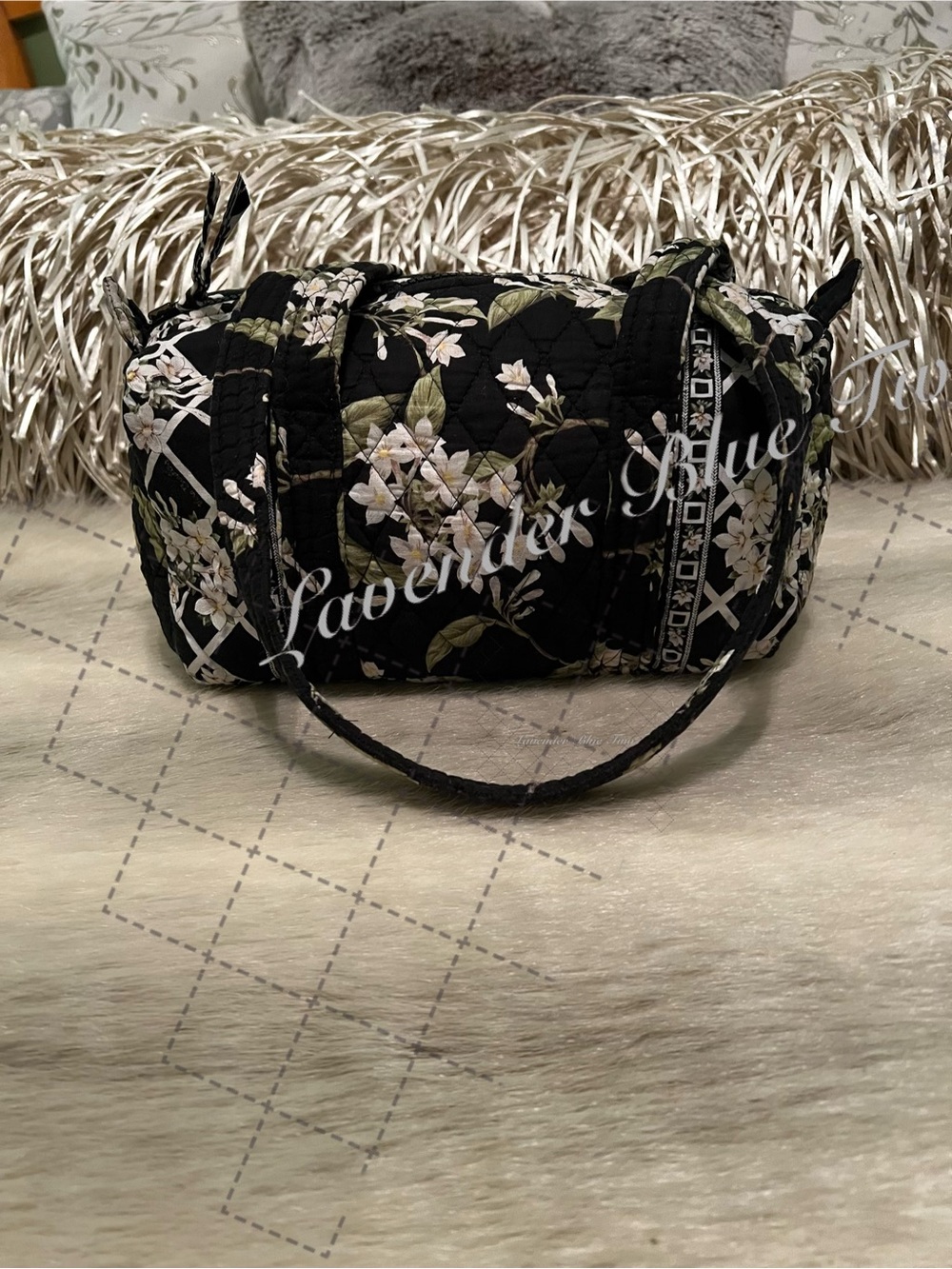 Vintage VERA BRADLEY Jasmine 2003 Mini USA Duffle Bag 100 Silhouette Floral Y2K